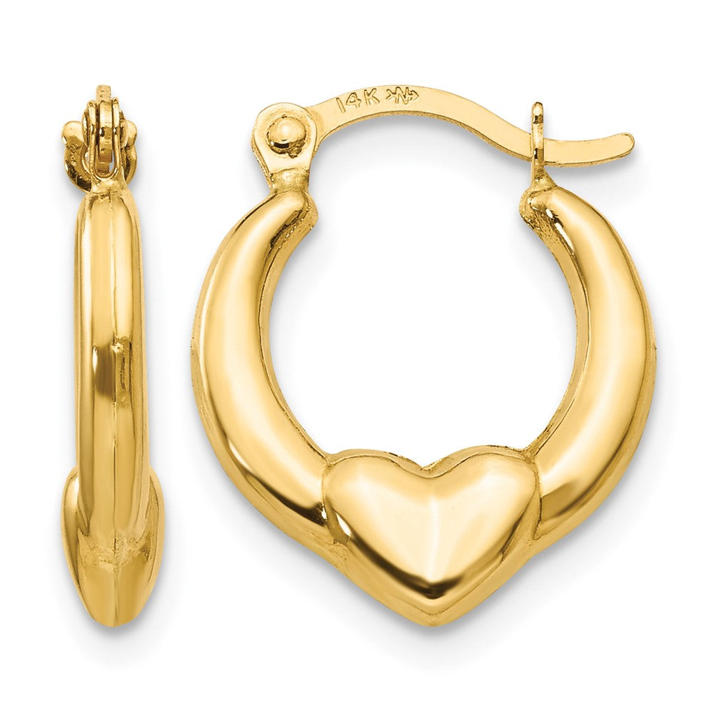 14k Madi K Hollow Heart Hoop Earrings, 15 x 12 mm