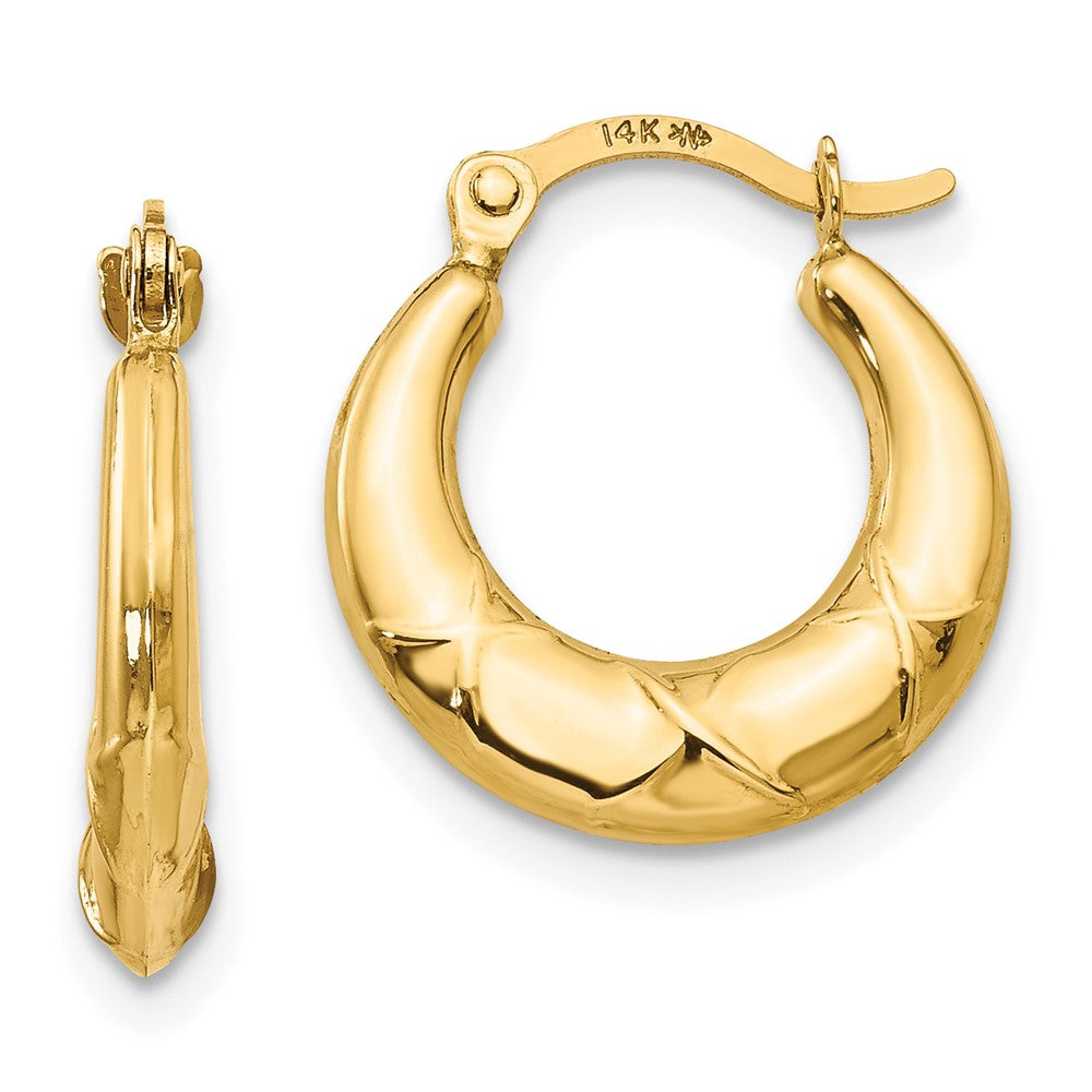 14k Madi K 3x14mm Hollow X Hoop Earrings, 15 x 14 mm