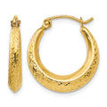 14k Madi K Textured 3x18mm Hollow Hoop Earrings, 19 x 18 mm