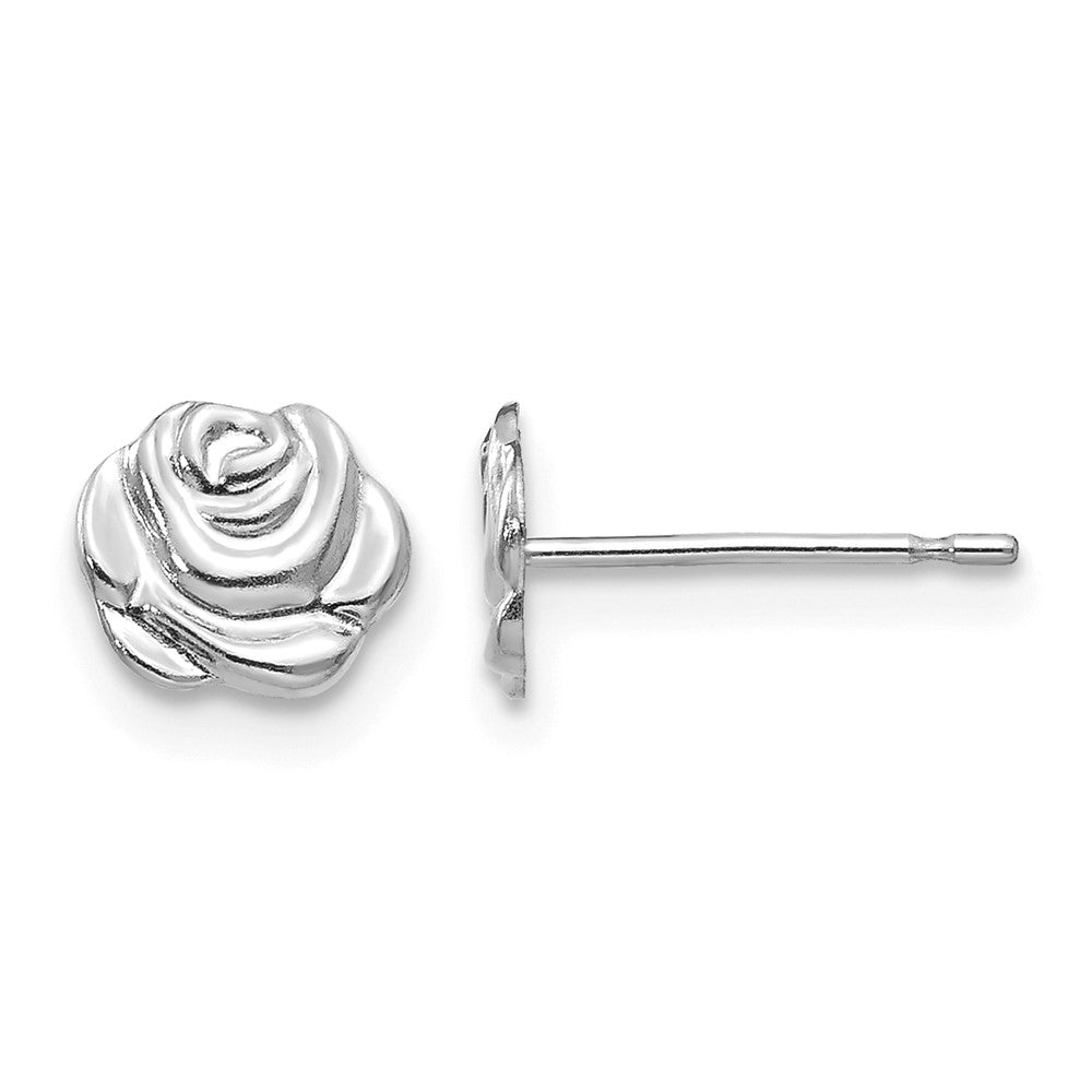 14k White Gold Madi K Polished Rose Childrens Post Earrings, 5 x 5 mm
