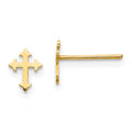 14K Madi K Polished Cross Childrens Post Earrings, 7 x 6 mm