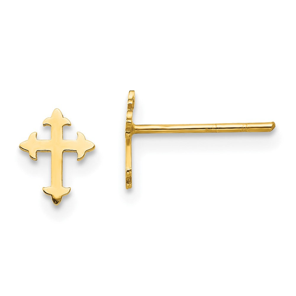 14K Madi K Polished Cross Childrens Post Earrings, 7 x 6 mm