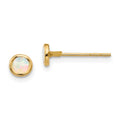 14K Madi K Polished 4mm Round Lab Created Opal Bezel Post Earrings, 6 x 6 mm
