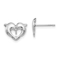 14k White Gold Madi K Heart Dolphins Childrens Post Earrings, 9 x 11 mm