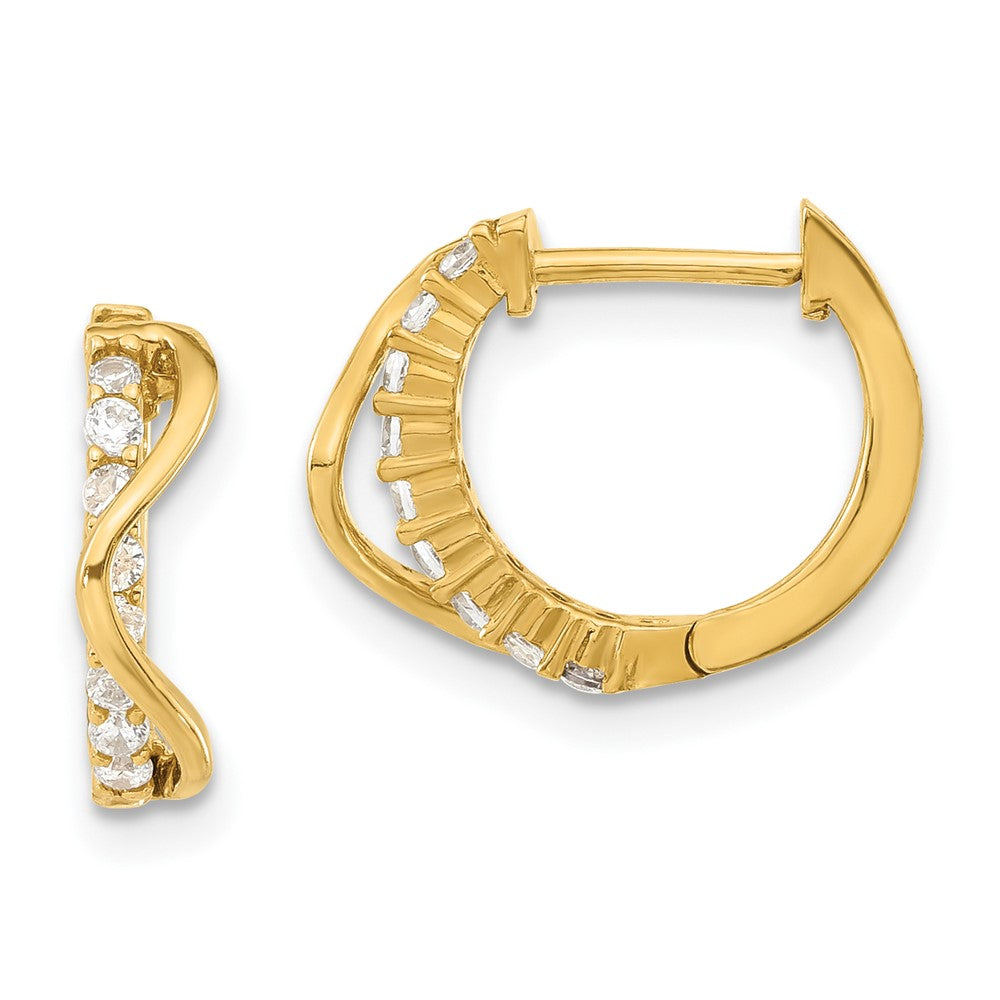 14ky Madi K Childrens Polished Fancy CZ Hinged Round Hoop Earrings, 11.1 x 15.25 mm
