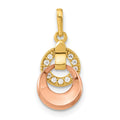 14k Madi K Yellow & Rose Gold CZ Circles Pendant, 19.5 mm