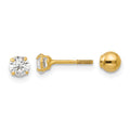 14k Madi K Polished Reversible 4mm Ball and CZ Screwback Post Earrings, 4 x 4 mm