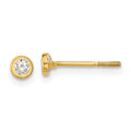 14k Madi K Polished 3mm CZ Bezel Screwback Post Earrings, 3.8 x 3.8 mm