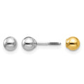 14k Two-tone Madi K Reversible 4mm Ball Screwback Post Earrings, 4 x 4 mm
