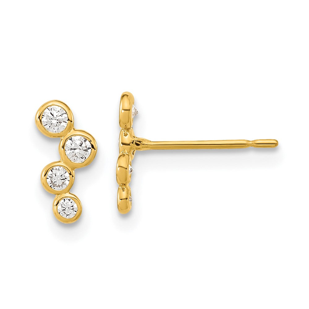 14k Madi K 4-CZ Drop Bezel-Set Post Earrings, 10 x 3.5 mm