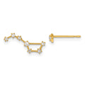 14k Madi K CZ 1 Stud Star and 1 Little Dipper Post Earrings, 14 x 6.8 mm