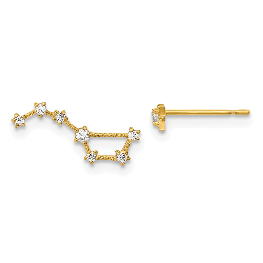 14k Madi K CZ 1 Stud Star and 1 Little Dipper Post Earrings, 14 x 6.8 mm