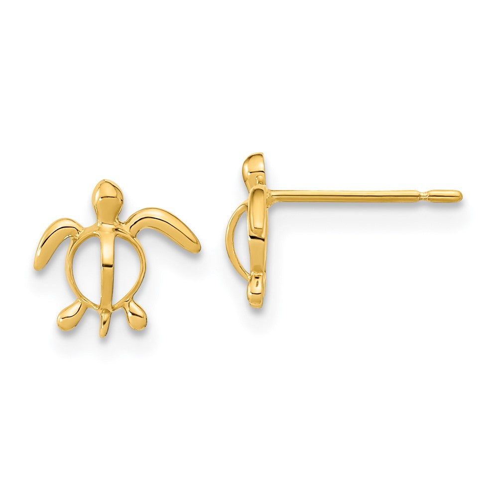 14k Madi K Sea Turtle Childrens Post Earrings, 7.6 x 8.39 mm