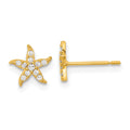 14k Madi K CZ Starfish Childrens Post Earrings, 7.18 x 7.16 mm
