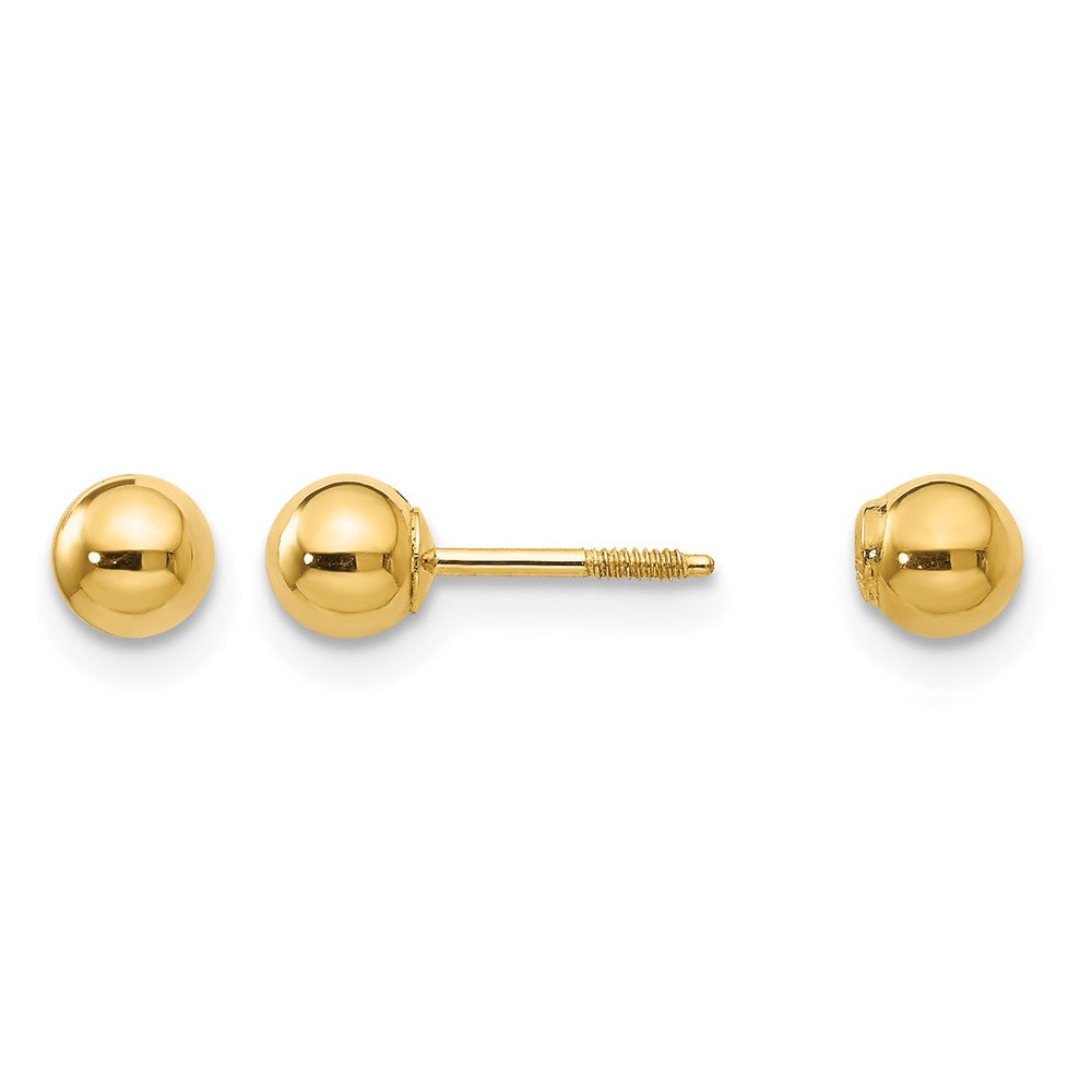 14k Madi K Polished Reversible 4mm Ball Screwback Post Earrings, 4 x 4 mm