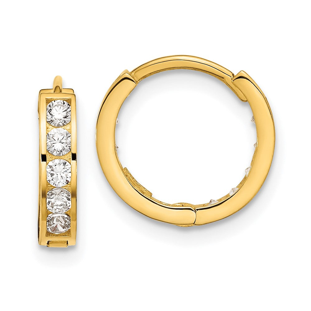 14k Madi K Round/Square CZ Reversible 2.5x12mm Hinged Hoop Earrings, 12.09 x 12.63 mm