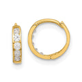 14k Madi K CZ 2x9mm Hinged Hoop Earrings, 9.46 x 9.48 mm