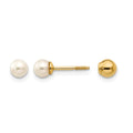 14k Madi K Reversible 3-4mm White Round Freshwater Cultured Pearl and Bead Screwback Post Earrings, 4 mm