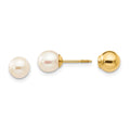 14k Madi K Reversible 5-6mm White Round Freshwater Cultured Pearl and Bead Screwback Post Earrings, 6 mm