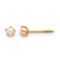 14k Madi K 2-3mm White Round Freshwater Cultured Pearl Screwback Post Earrings, 3 x 3 mm