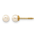 14k Madi K 3-4mm White Round Freshwater Cultured Pearl Screwback Post Earrings, 3 x 3 mm
