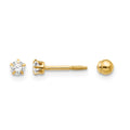 14k Madi K Polished Reversible Crystal and 3mm Ball Post Screwback Earrings, 3 x 3 mm