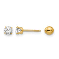 14k Madi K Polished Reversible 4mm CZ and Ball Post Screwback Earrings, 4 x 4 mm