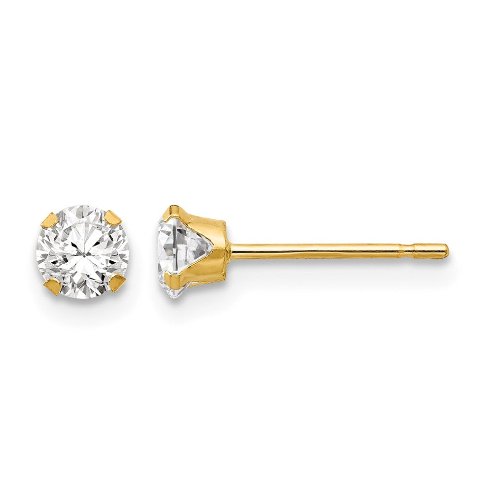 14k Madi K 4mm Round CZ Post Earrings, 4 x 4 mm