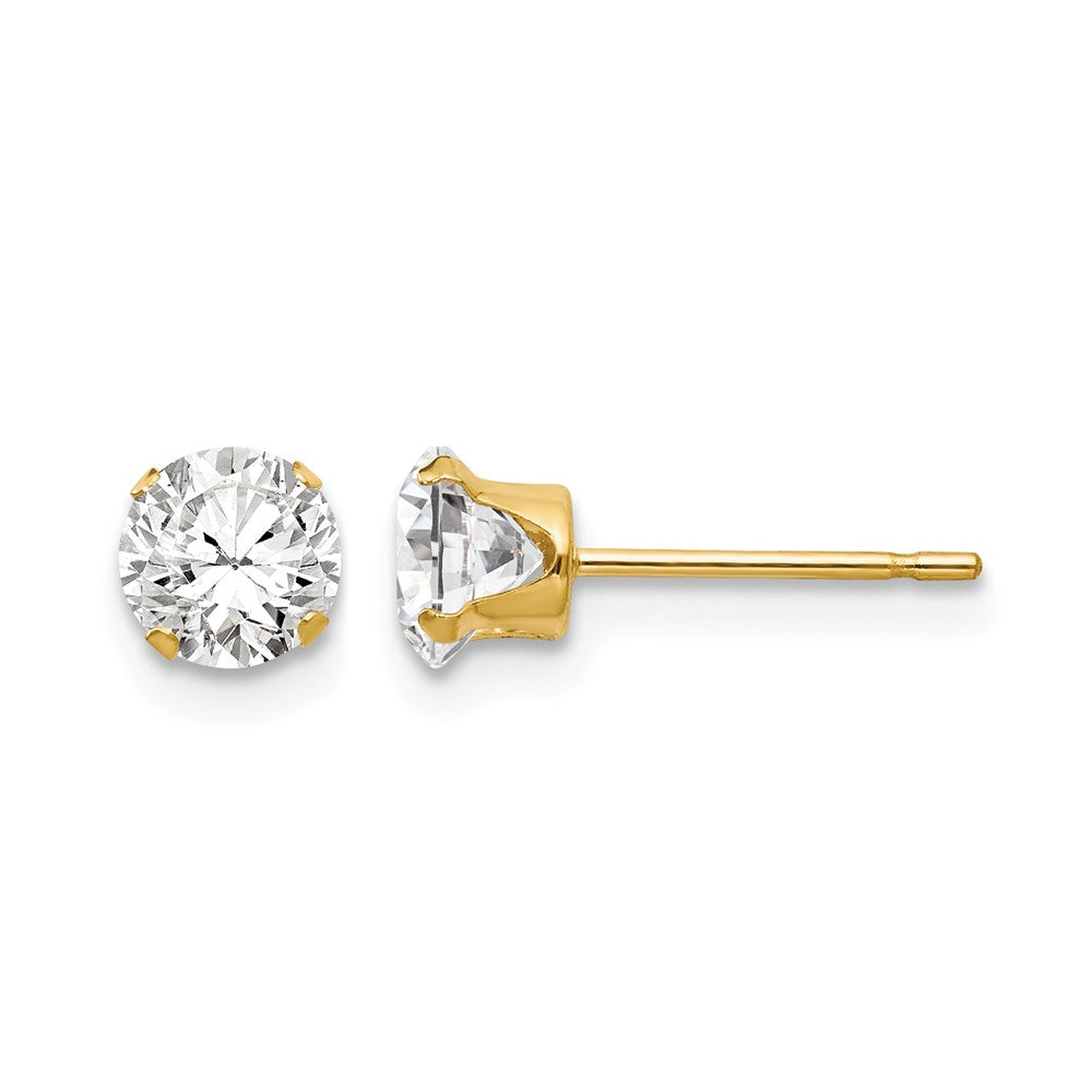 14k Madi K 5mm Round CZ Post Earrings, 5.25 x 5.25 mm