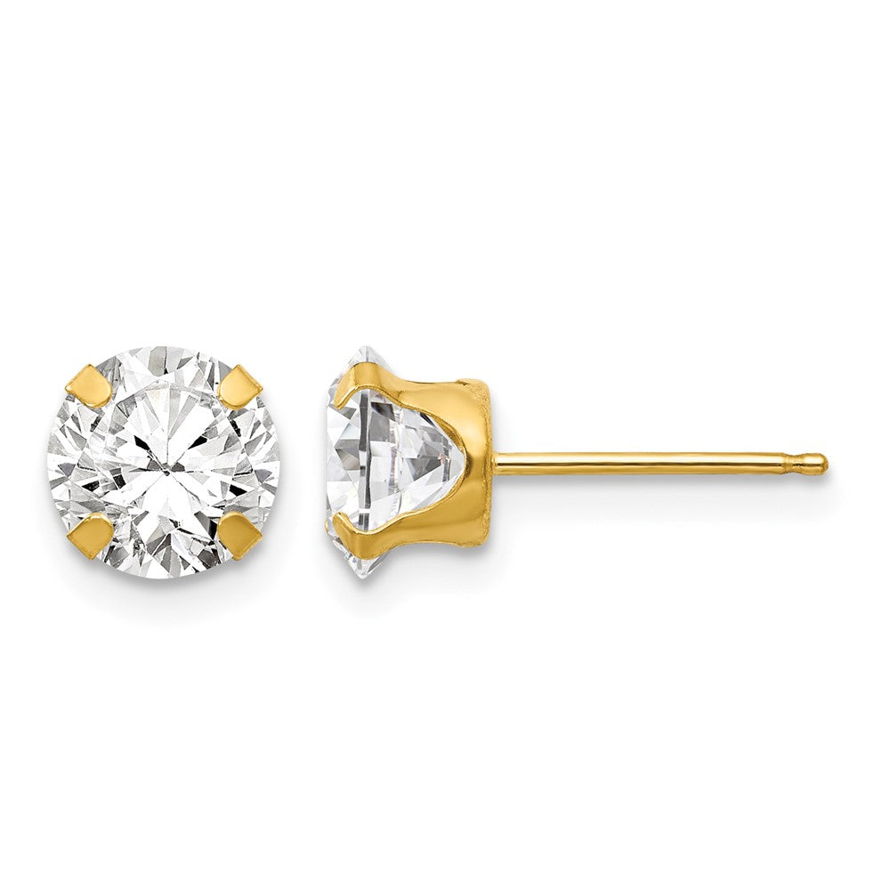 14k Madi K 6.5mm Round CZ Post Earrings, 6.5 x 6.5 mm
