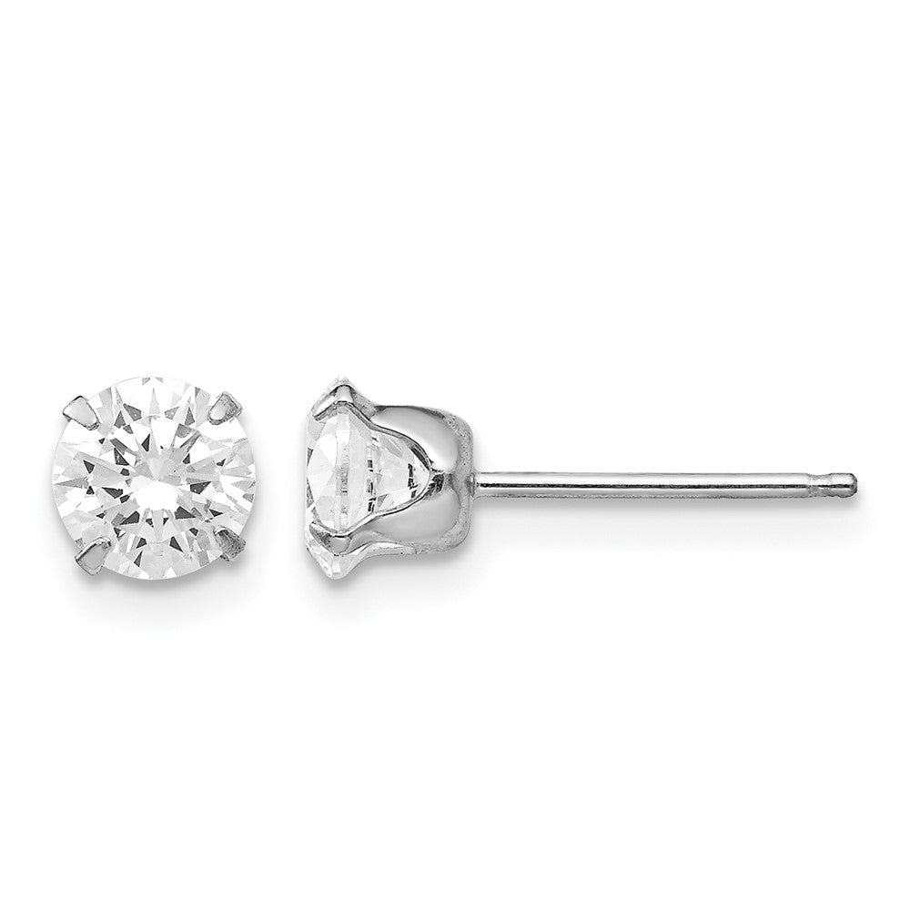 14k White Gold Madi K 5.25mm Round CZ Post Earrings, 5.25 x 5.25 mm