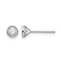 14k White Gold Madi K 4mm Bezel-Set Round CZ Post Earrings, 4 x 4 mm