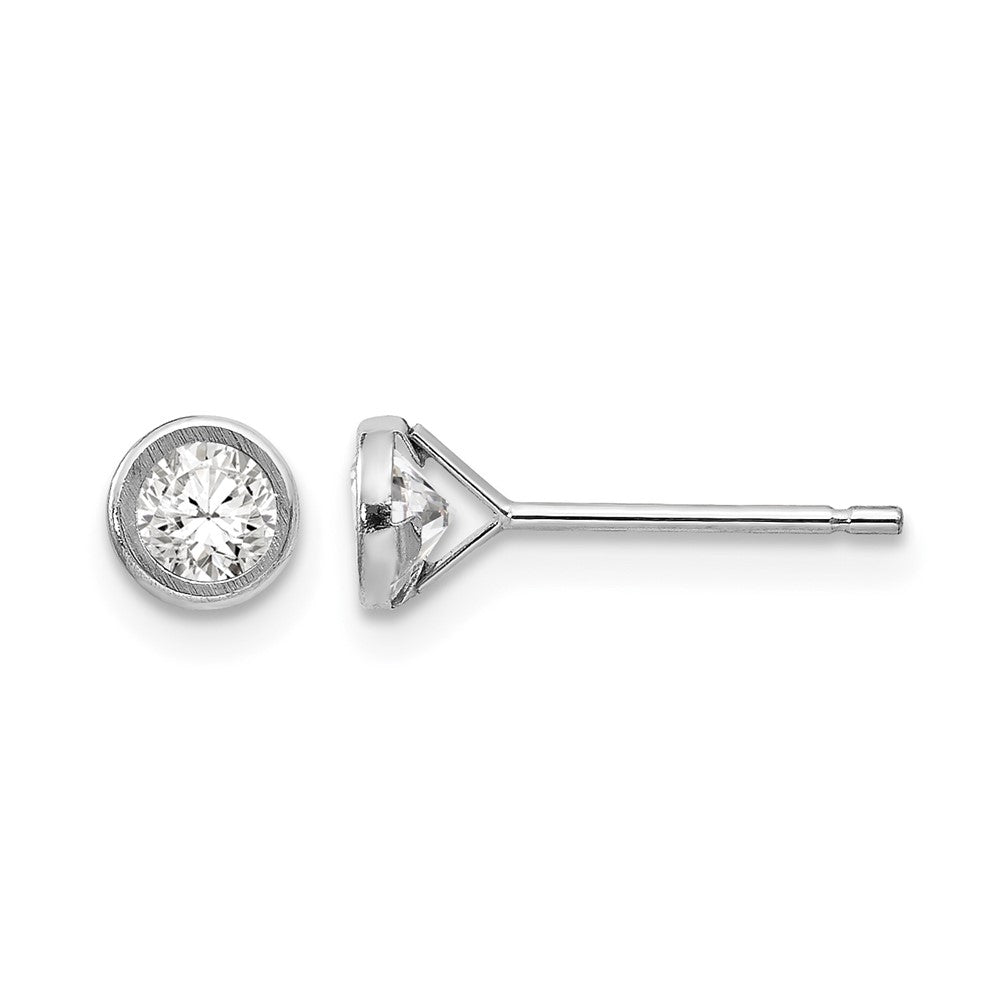14k White Gold Madi K 4mm Bezel-Set Round CZ Post Earrings, 4 x 4 mm