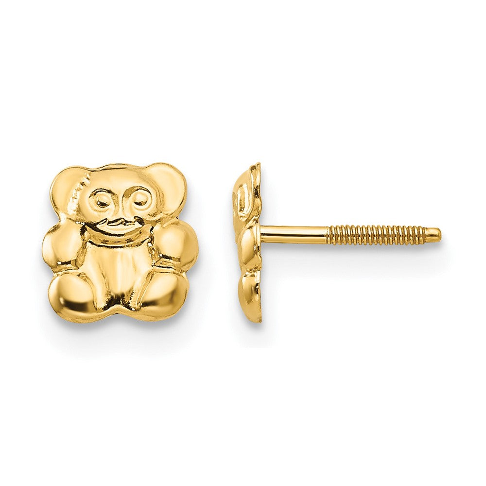 14k Madi K Polished Teddy Bear Childrens Screwback Post Earrings, 6 x 6 mm