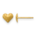 14k Madi K Diamond-Cut and Satin Puffed Heart Childrens Post Earrings, 8 x 8 mm