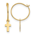 14k Madi K Endless Hoop with Small Cross Dangle Childrens Earrings, 18 x 18 mm