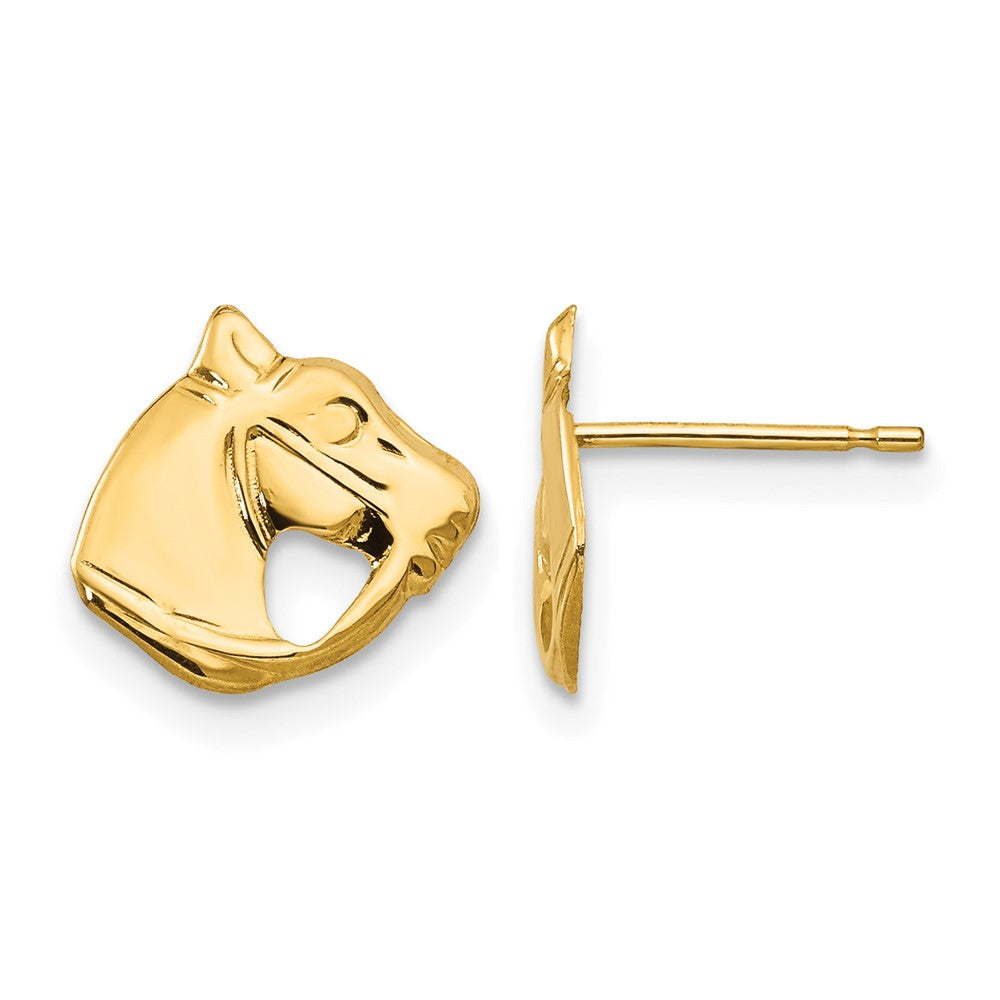 14k Madi K Polished Horse Head Childrens Post Earrings, 8 x 9 mm