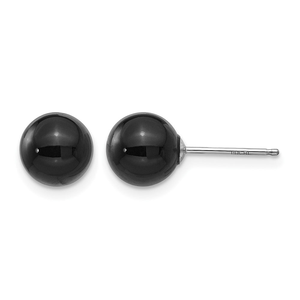 14k White Gold Madi K 7.00mm Onyx Bead Earrings, 8 x 8 mm