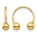 14k Madi K 12mm Half Hoop with 4mm Screw-on Bead Pair of Earrings, 13 x 2 mm