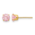 14k Madi K 5mm Round Pink CZ Post Earrings, 5 x 5 mm