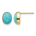 14k Madi K Bezel Set Oval Turquoise Post Earrings, 8 x 7 mm