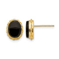 14k Madi K Bezel Oval Onyx Earrings, 10 x 7 mm