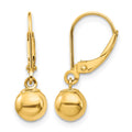 14k Madi K Dangle 6mm Bead Leverback Earrings, 21 x 6 mm