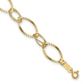 14K Polished and Textured Fancy Oval Link 7.25 inch Bracelet, 7.25 x 7 mm