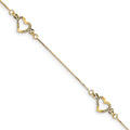 14K Fancy Textured Open Heart 3-Station 7.25 inch Bracelet, 7.25 x 6 mm