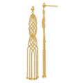14K Fringe Beaded Chain Dangle French Hook Earrings, 67 x 9 mm