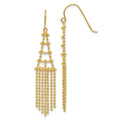 14K Fringe Beaded Dangle French Hook Earrings, 50 x 9 mm