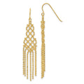 14K Fringe Beaded Chain Dangle French Hook Earrings, 55 x 11 mm