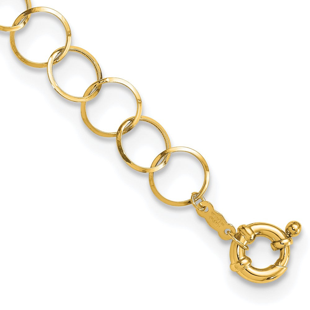 14K Polished Circle Chain 7.5 inch Bracelet, 7.5 x 10 mm