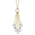 14K Two-Tone Heart Drop 16 inch Necklace Plus 2 inch Extender, 16 x 7 mm